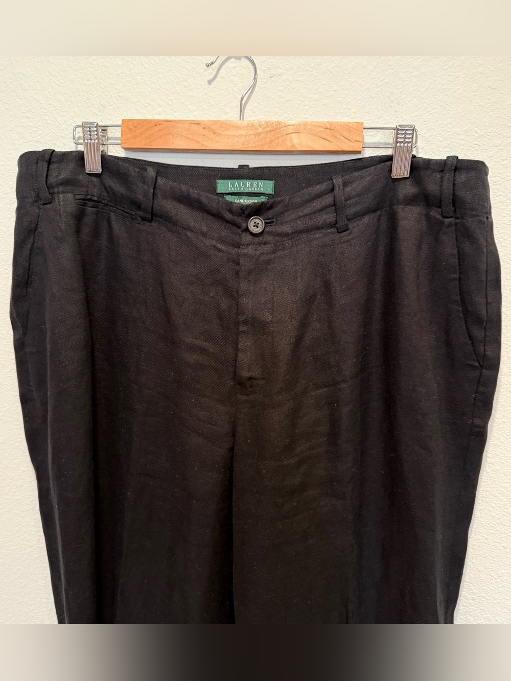 Lauren Ralph Lauren 100% Linen Wide Leg Trousers Quiet Luxury Coastal Pants 16 - Picture 4 of 10
